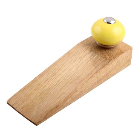 Yellow Round Ceramic Wooden Door Stopper